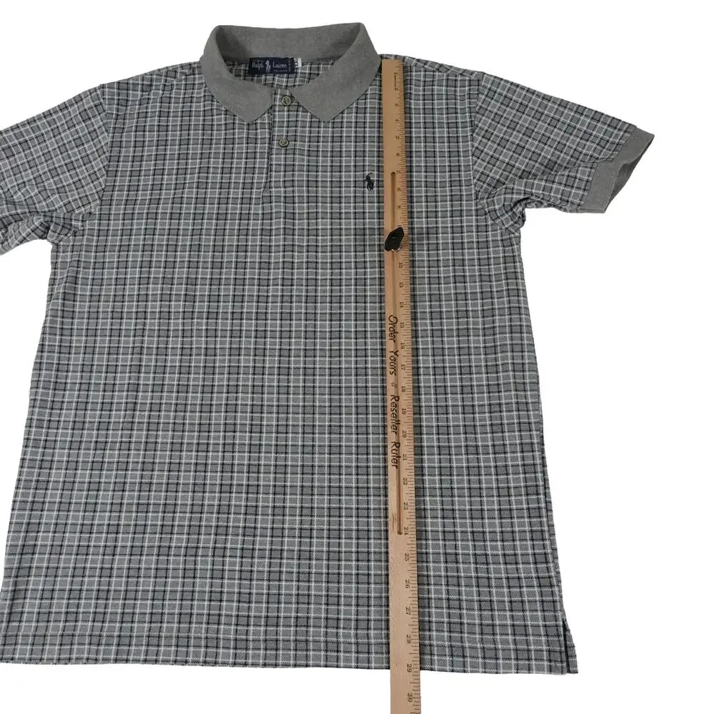 Ralph Lauren Vintage 90s Plaid Check Golf Polo Shirt Made USA Men's XXL